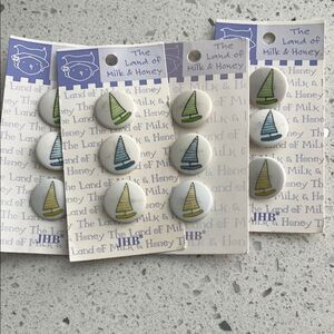 The land of Milk & Honey by JHB VTG SailboatS Button Set NWT set of 12 4 pkg